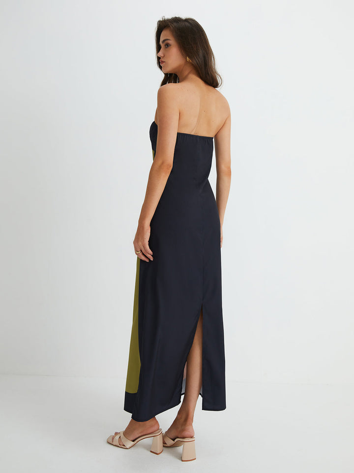 Women's Sleeveless Strapless Wedding Guest Dress | Maxi