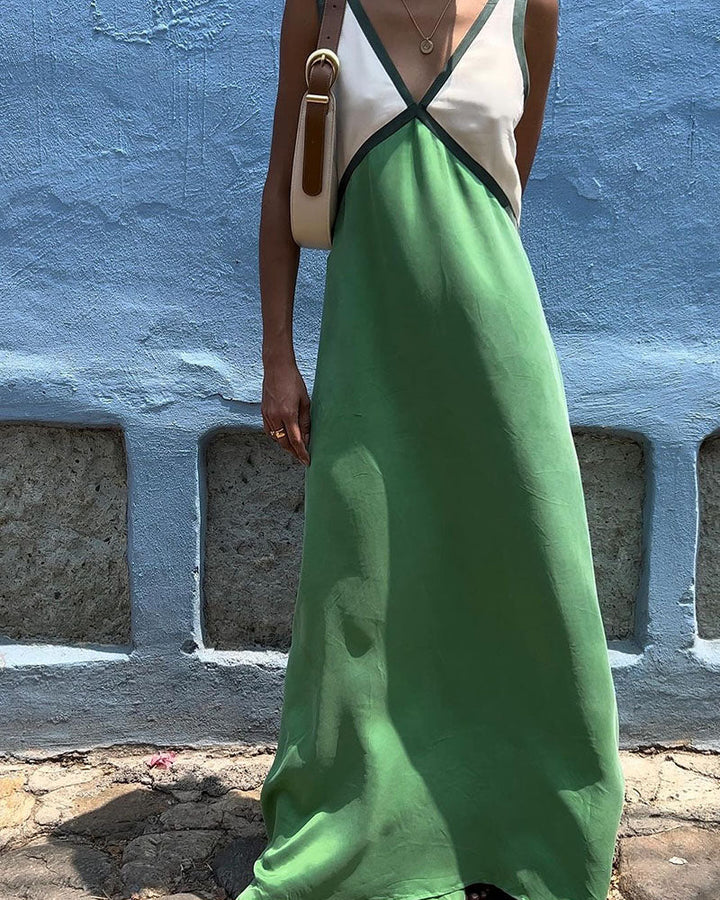 Women's Sleeveless V-Neck A-Line Wedding Guest Dress | Maxi