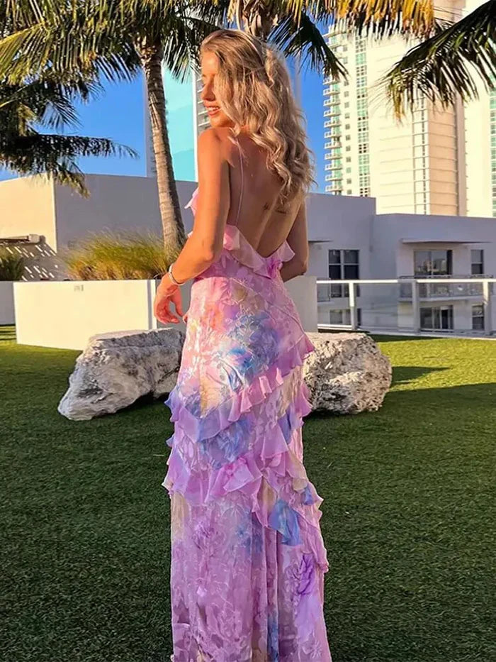 Women's Sleeveless Summer Dress with Ruffles | Maxi