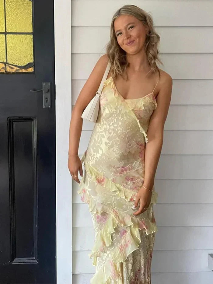 Women's Sleeveless Summer Dress with Ruffles | Maxi