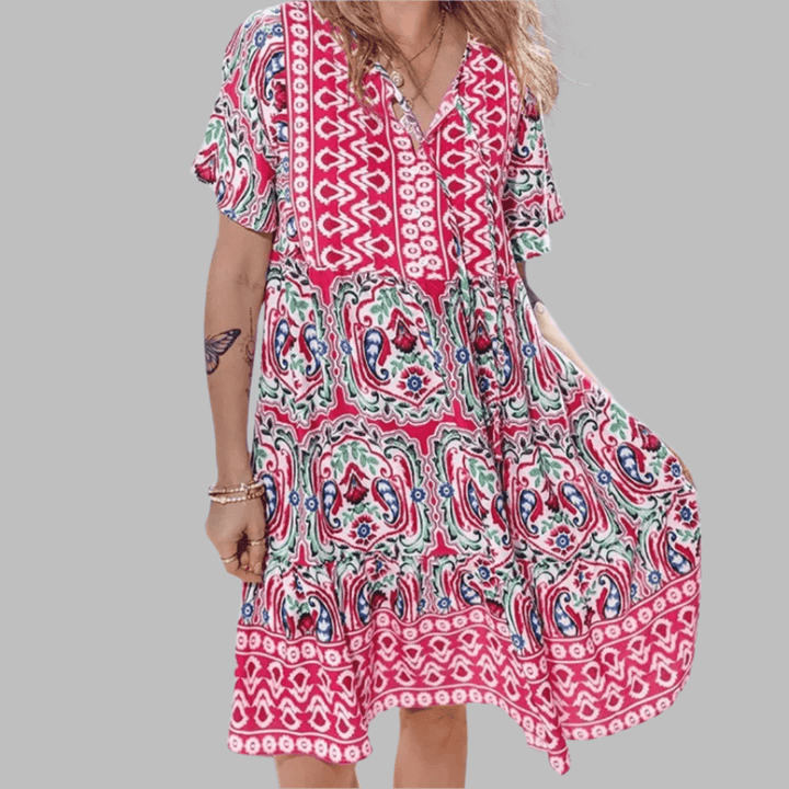 Women's Short Sleeves Round Neck Dress | Mini