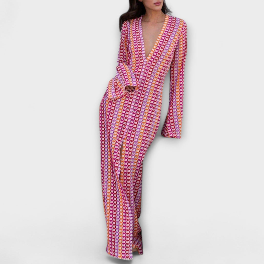 Maxi Dress with V-Neck and Vacation Flair