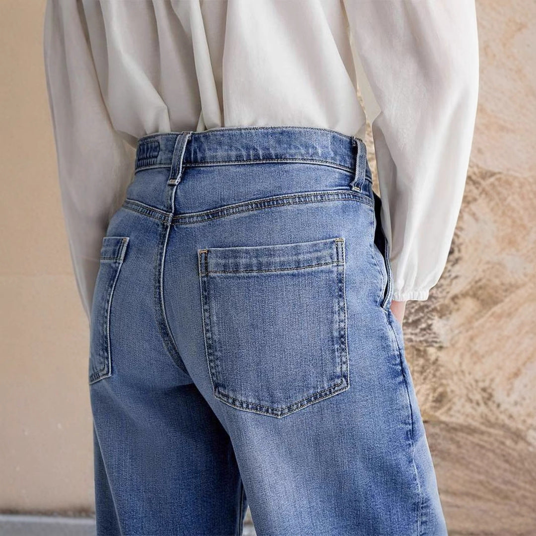 Retro straight leg casual jeans