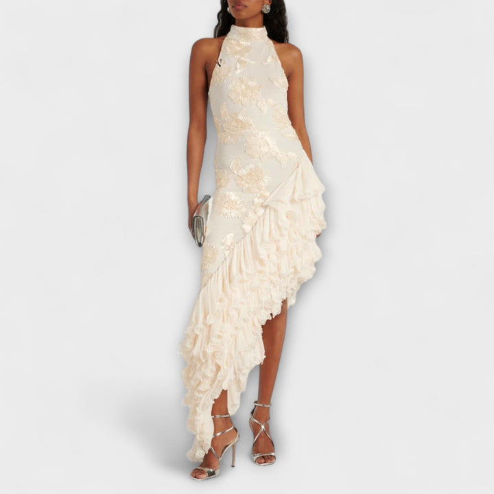 Maxi Dress with Floral Appliqués