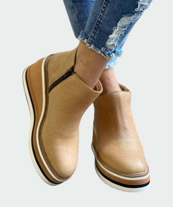 Cozy Everyday Leather Wedge Boots