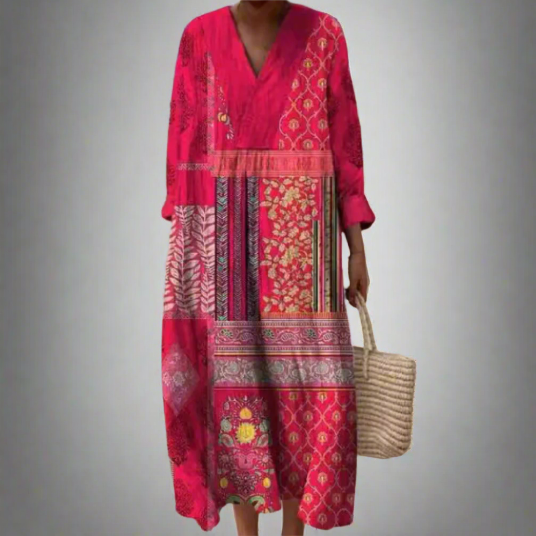 Maisie | Boho Patchwork Longline Midi Dress