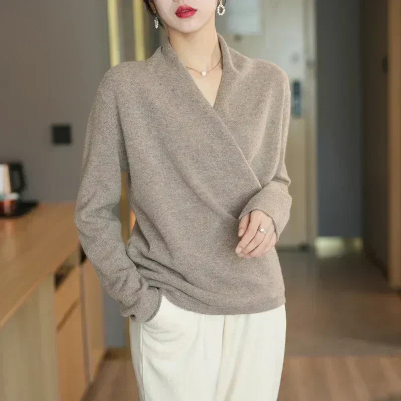 Mabel | Women’s Spring Wrap Neck Knit Top