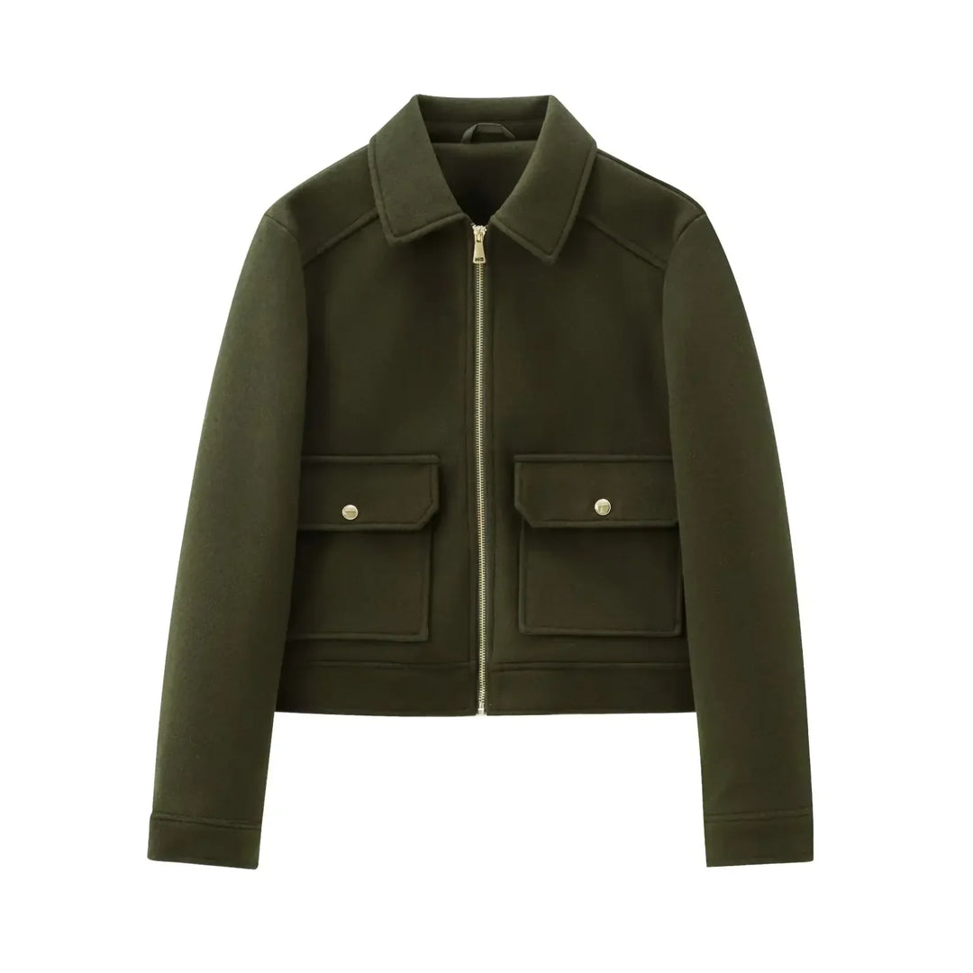 Emily | Women’s Zippered Wool Bomber Jacket