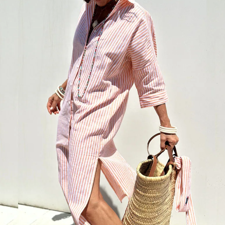 Women's Striped Shirt Dress | Midi