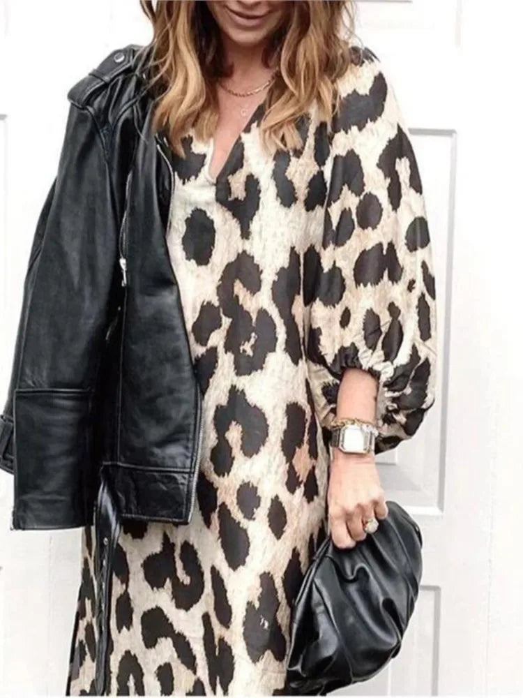 Women's Leopard Print Dress | Midi