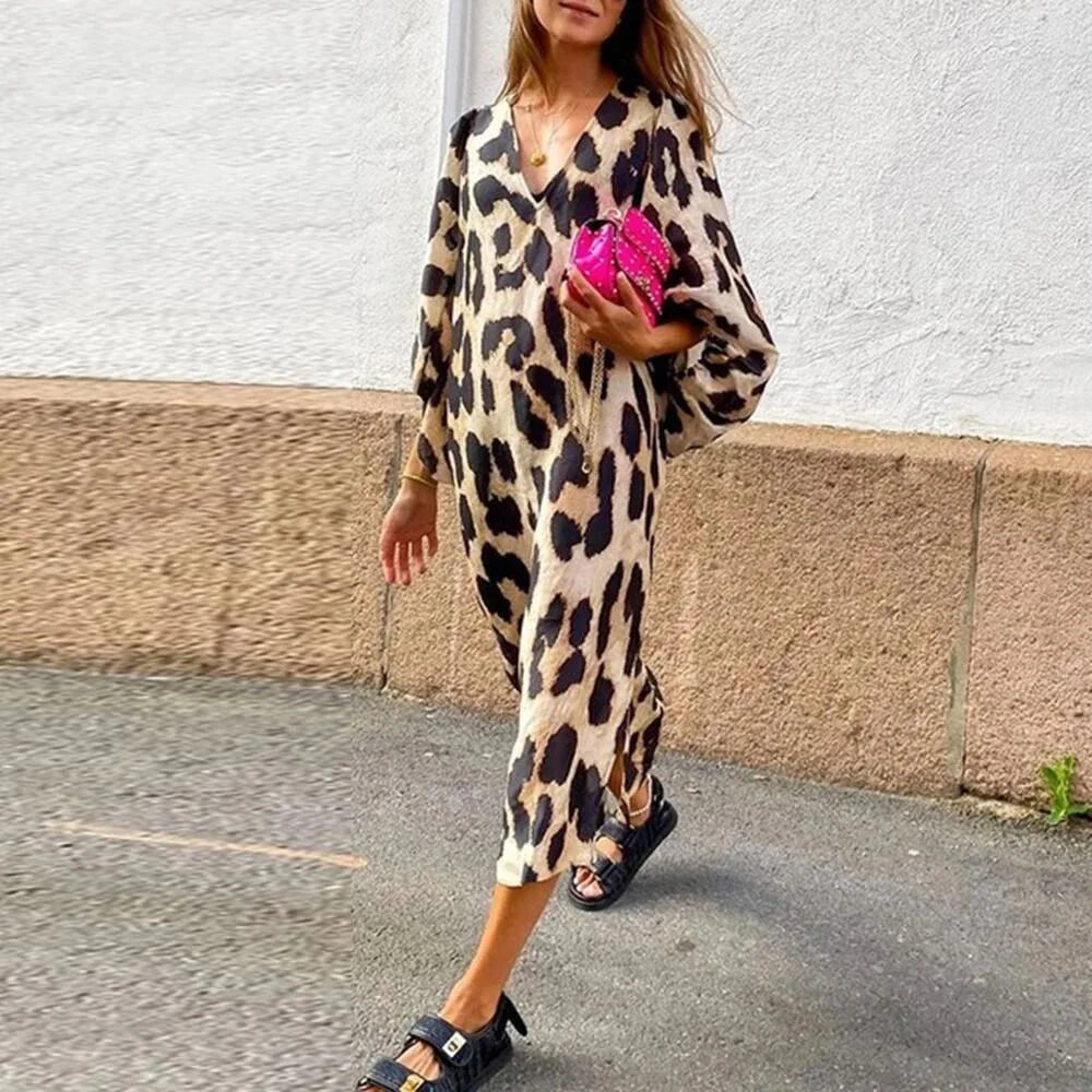 Women's Leopard Print Dress | Midi