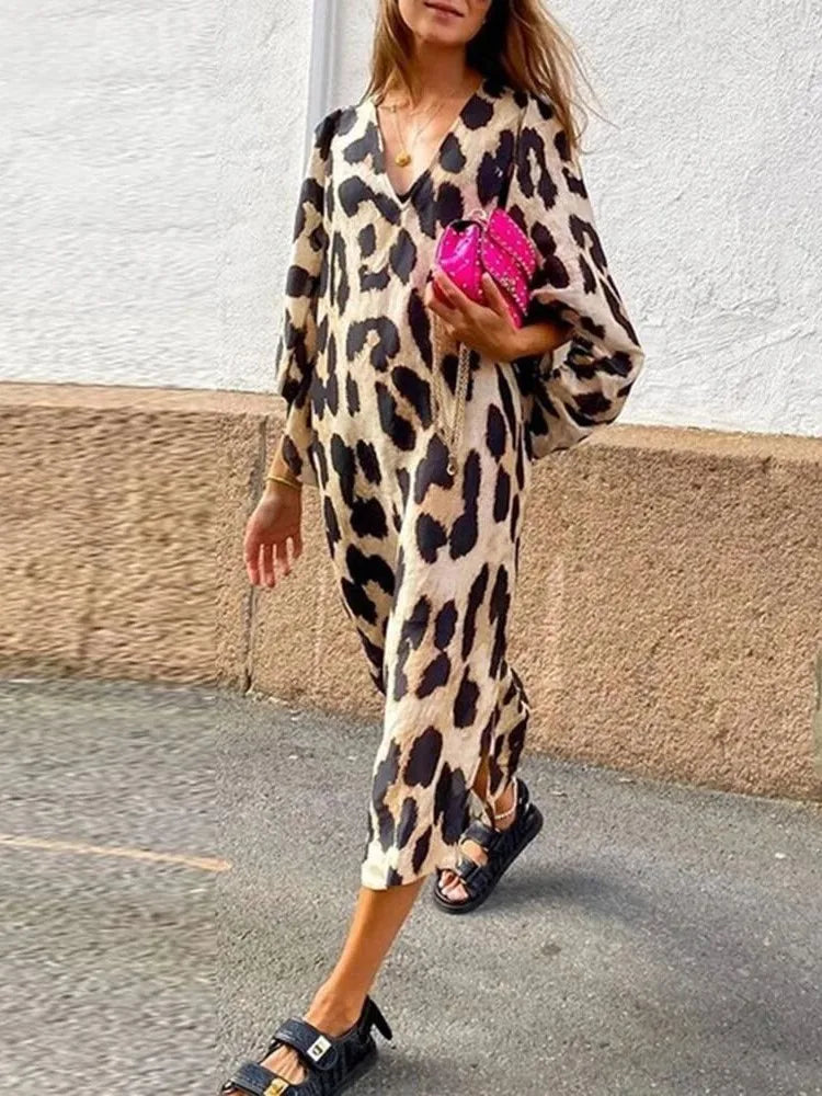 Women's Leopard Print Dress | Midi