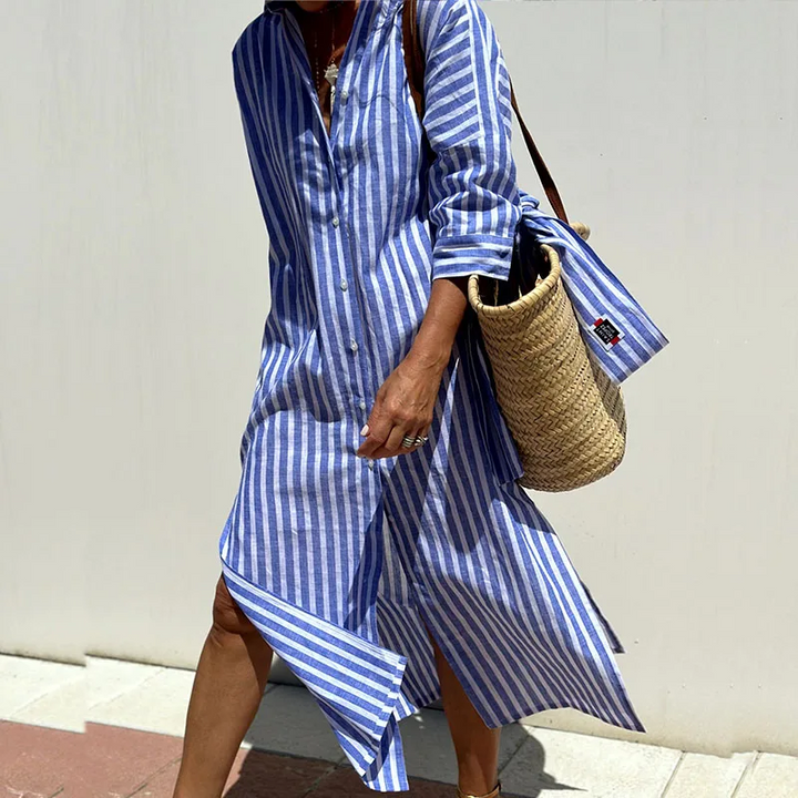 Women's Striped Shirt Dress | Midi