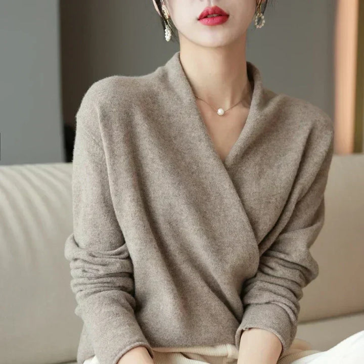 Mabel | Women’s Spring Wrap Neck Knit Top