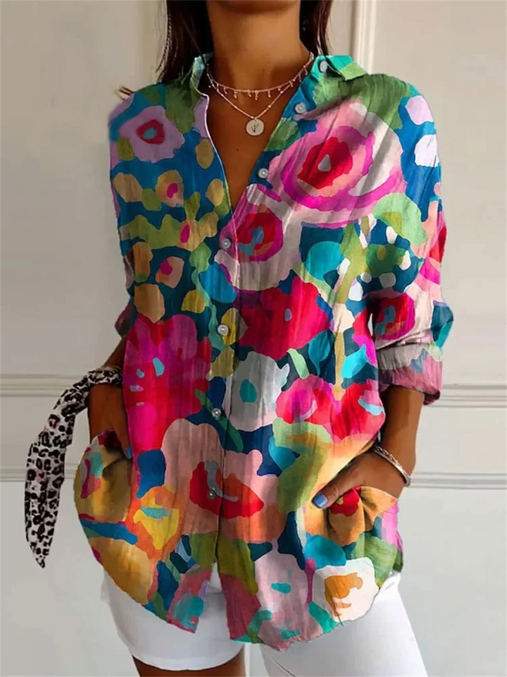 Women's Button Down Colorful Summer Shirt | Long Sleeve