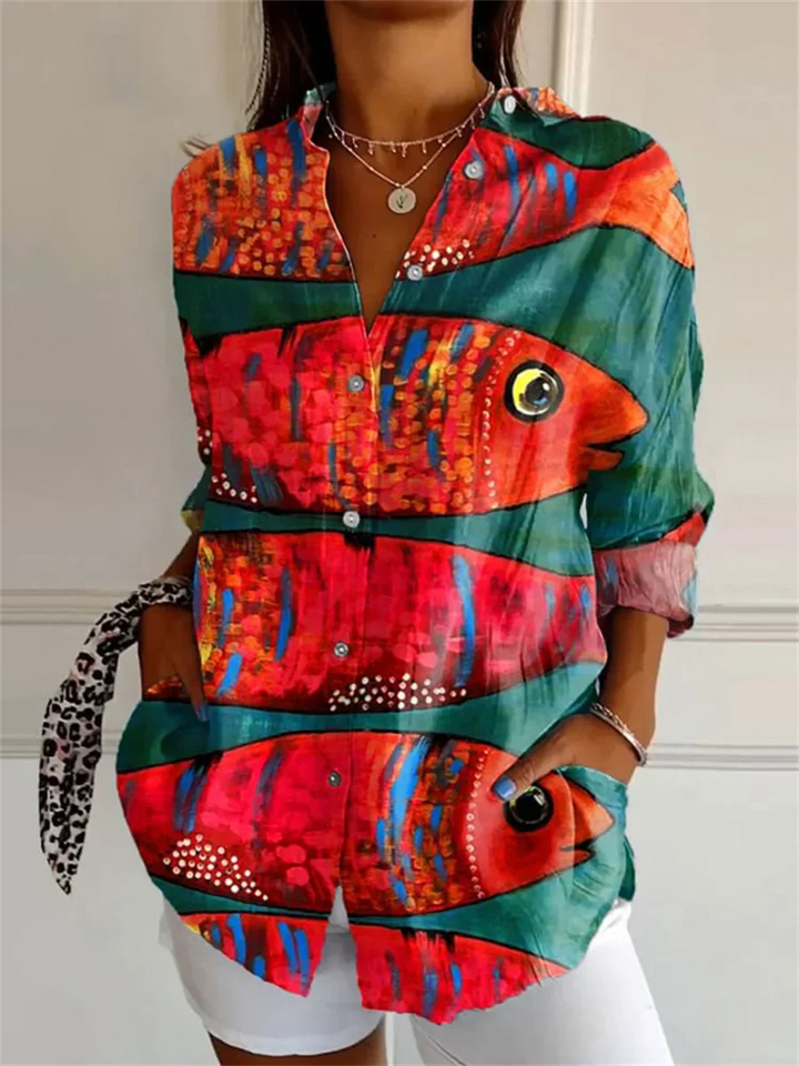Women's Button Down Colorful Summer Shirt | Long Sleeve