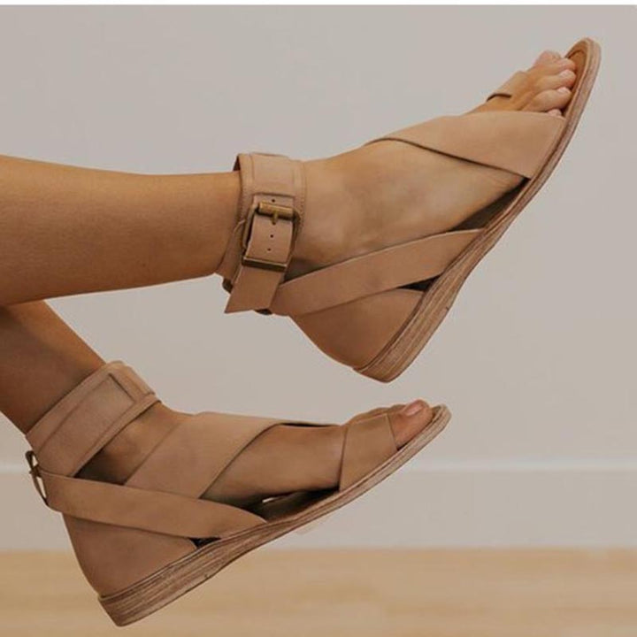 Women's sandals with ankle strap and toe strap