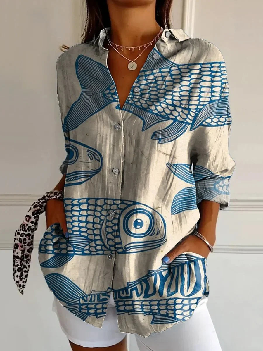 Women's Button Down Colorful Summer Shirt | Long Sleeve