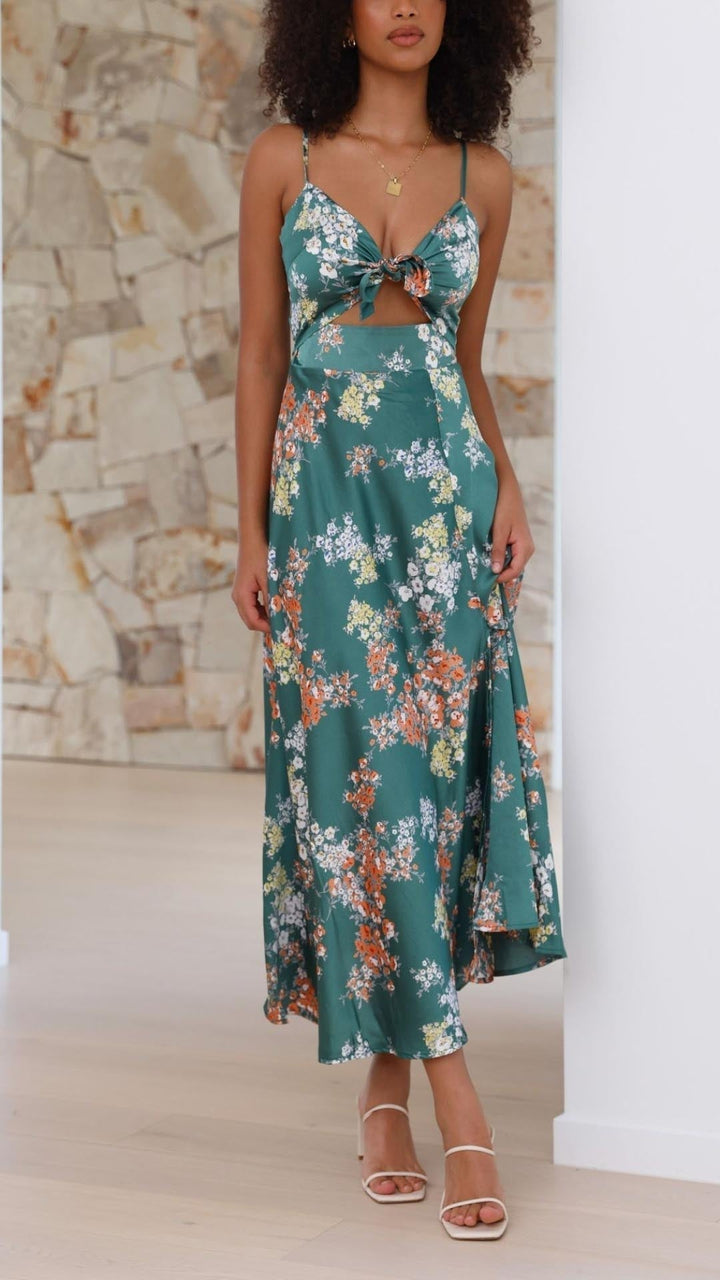 SATIN FLORAL DRESS
