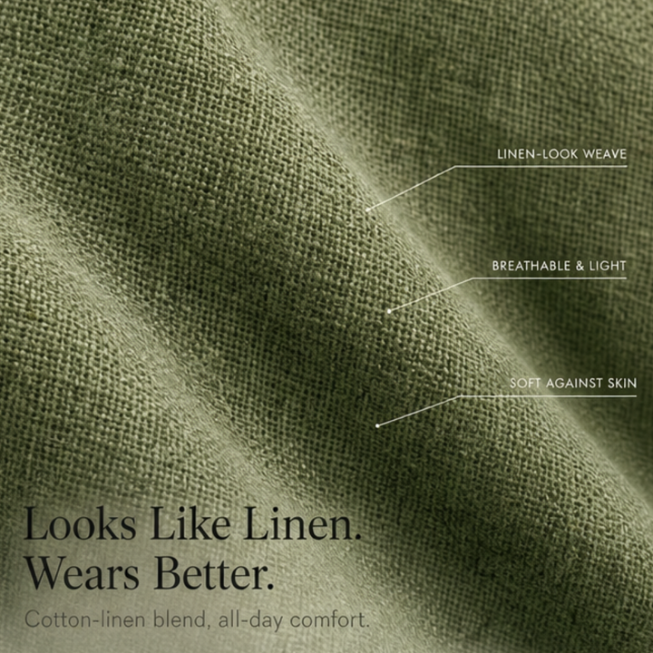Veluna™ – Ruffle-V Linen-Look Midi Dress with Pockets