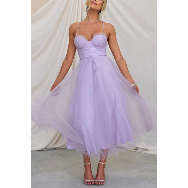 Women's Sleeveless Wedding Guest Midi Dress | Sweetheart Neckline