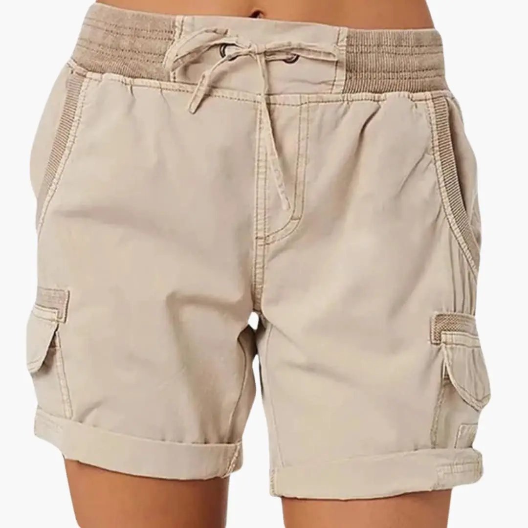 Women’s Cargo Shorts with Drawstring Waist and Pockets