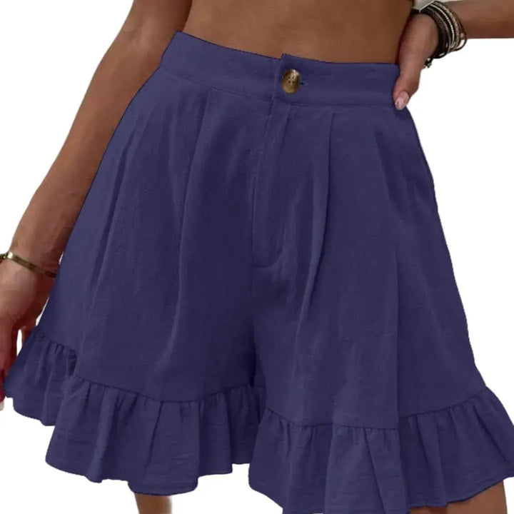 Women's Cotton Shorts with Wide Legs and Elastic Waist