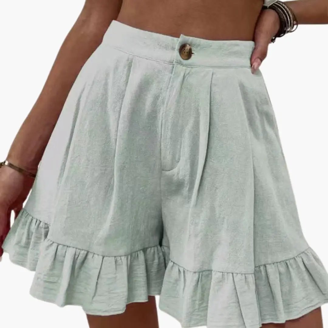 Women's Cotton Shorts with Wide Legs and Elastic Waist
