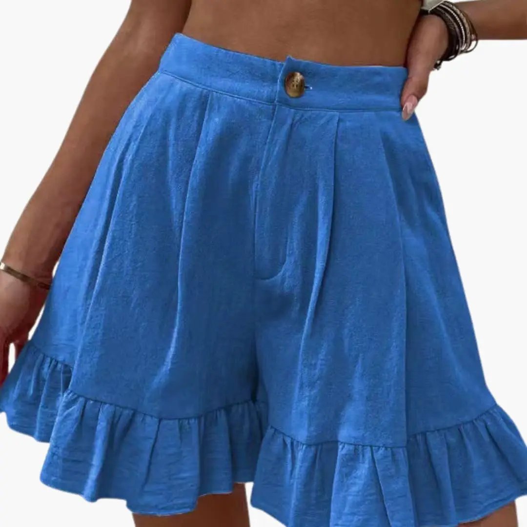 Women's Cotton Shorts with Wide Legs and Elastic Waist