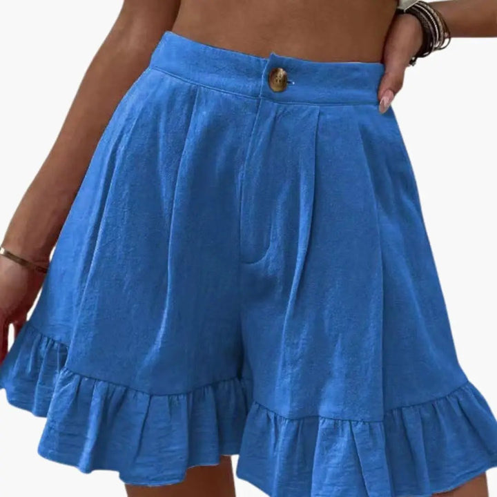 Women's Cotton Shorts with Wide Legs and Elastic Waist