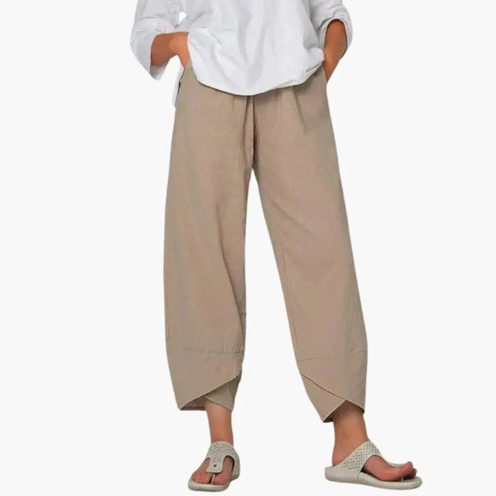 Women’s Elastic Waist Tapered Pants Full-Length Everyday Trousers
