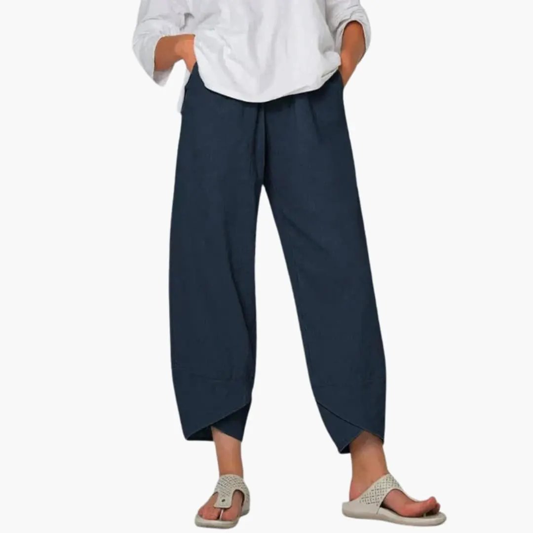 Women’s Elastic Waist Tapered Pants Full-Length Everyday Trousers