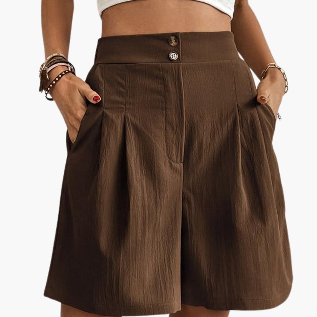Women's High-Rise Wide-Leg Shorts with Side Pockets