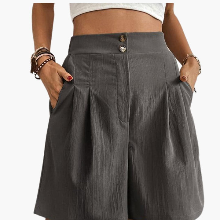 Women's High-Rise Wide-Leg Shorts with Side Pockets