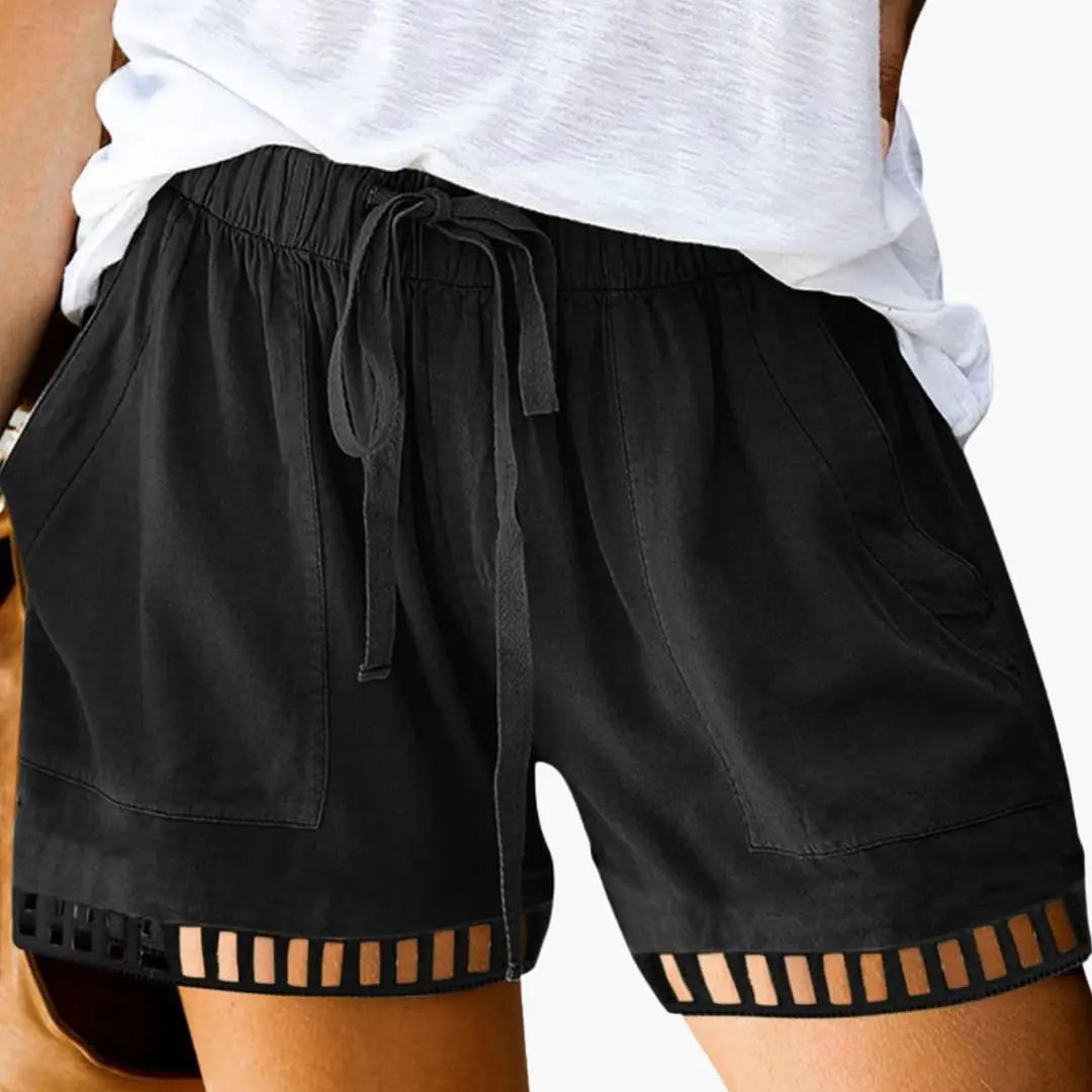 Women’s Loose Fit Drawstring Shorts with Hem Inserts