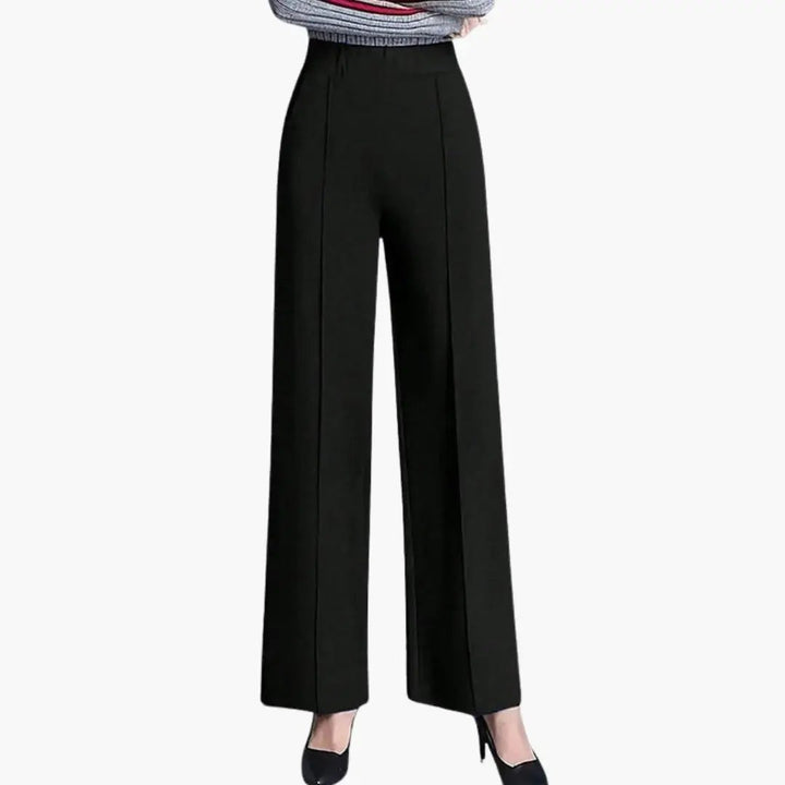 Women's Palazzo Pants with High Waist and Side Pleats