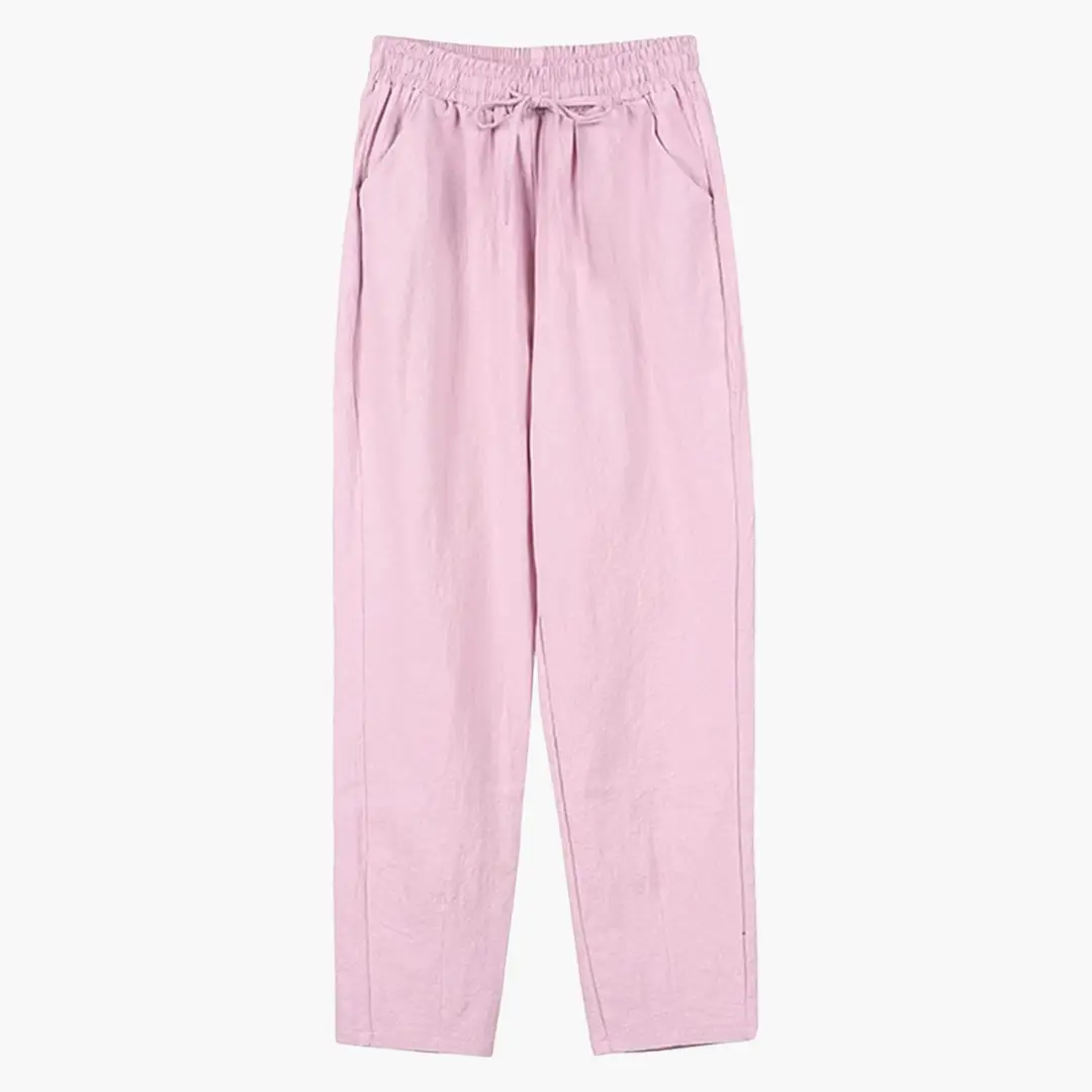 Women’s Pants with Drawstring Waist and Rolled Hem