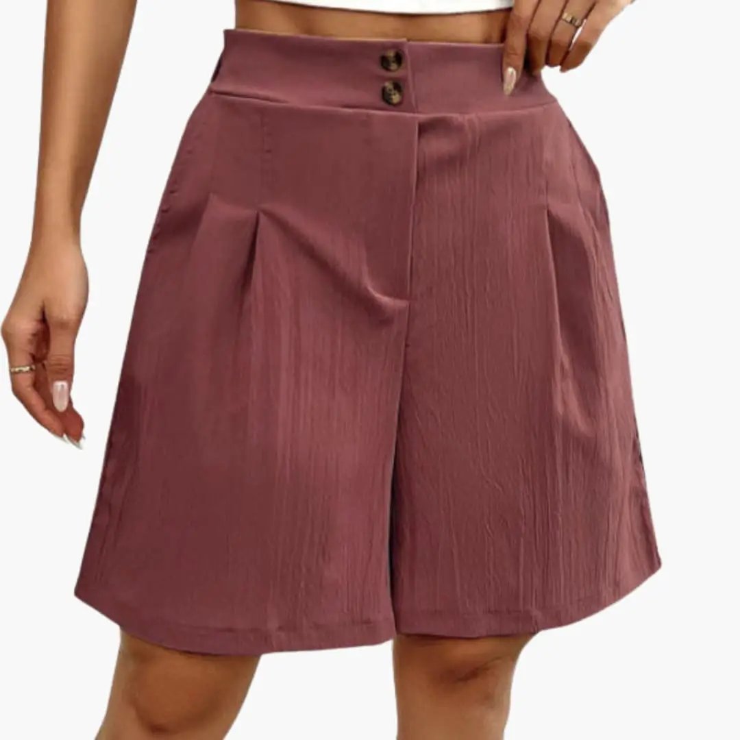 Women’s Shorts with Button Placket and Loose Fit