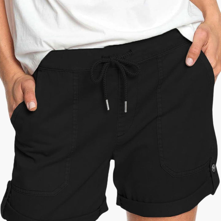 Women's Shorts with Drawstring Waist and Cuffed Hem