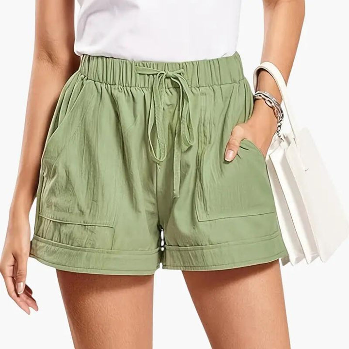 Women's Shorts with Drawstring Waistband and Relaxed Fit
