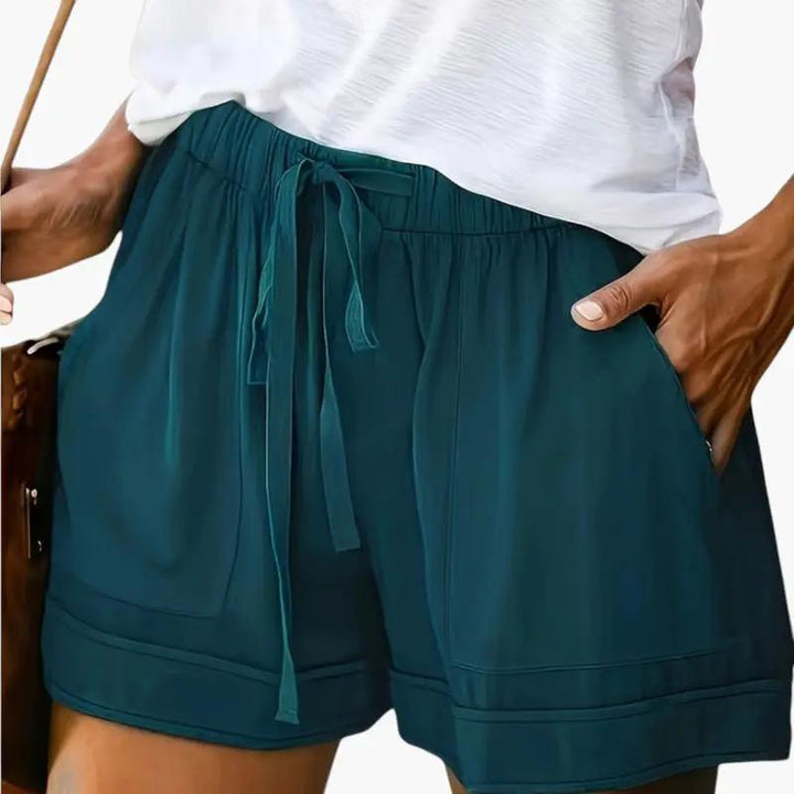 Women's Shorts with Drawstring Waistband and Relaxed Fit
