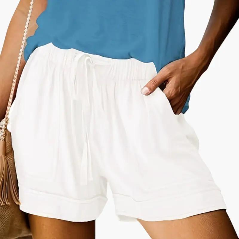 Women's Shorts with Drawstring Waistband and Relaxed Fit