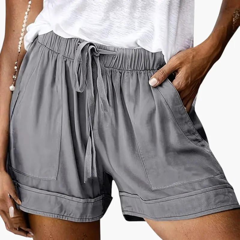 Women's Shorts with Drawstring Waistband and Relaxed Fit