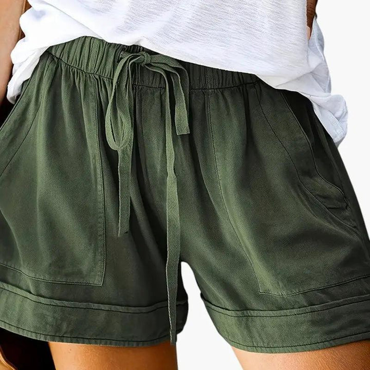Women's Shorts with Drawstring Waistband and Relaxed Fit