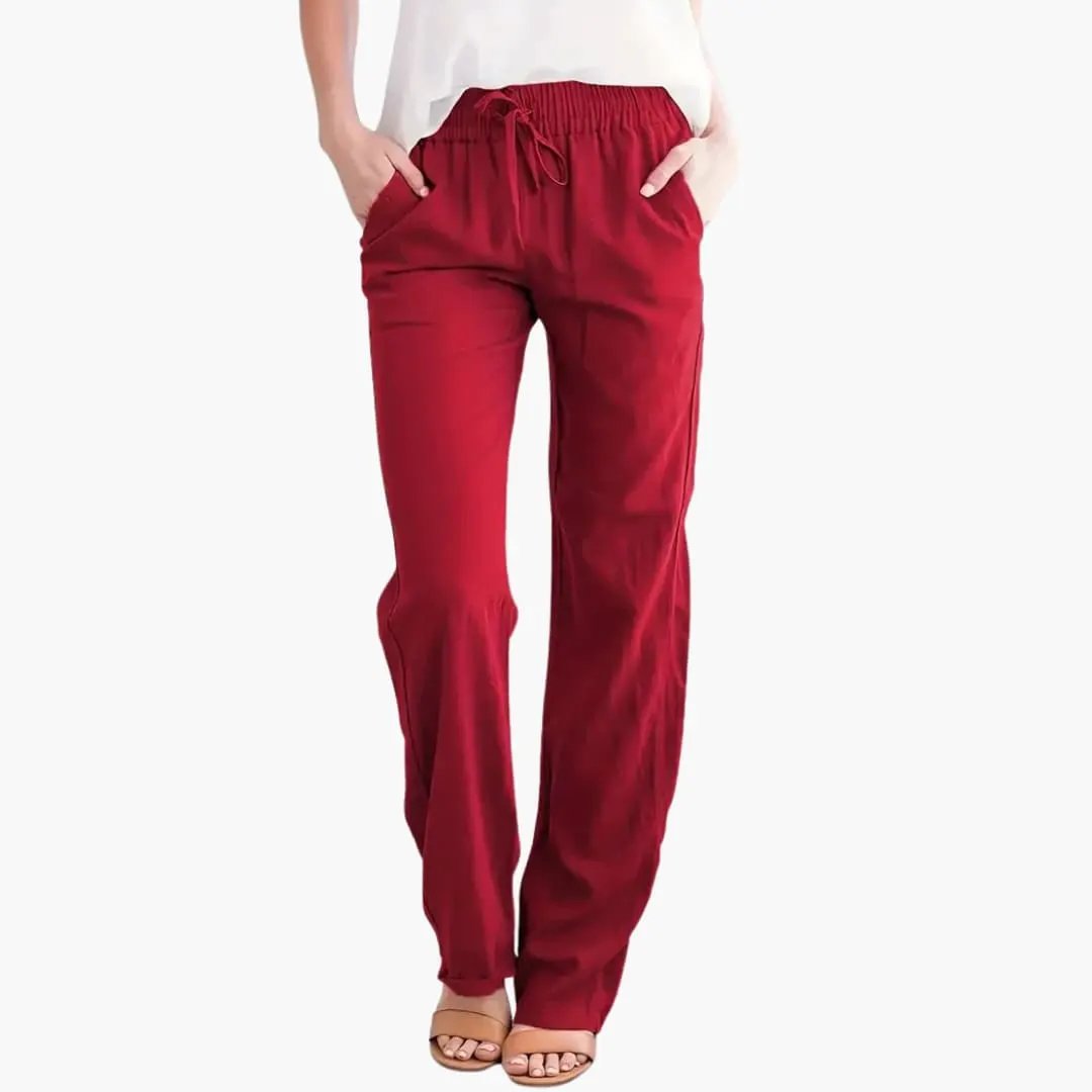 Women’s Wide-Leg Pants with Elastic Waist and Pockets