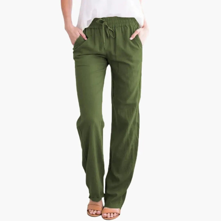 Women’s Wide-Leg Pants with Elastic Waist and Pockets