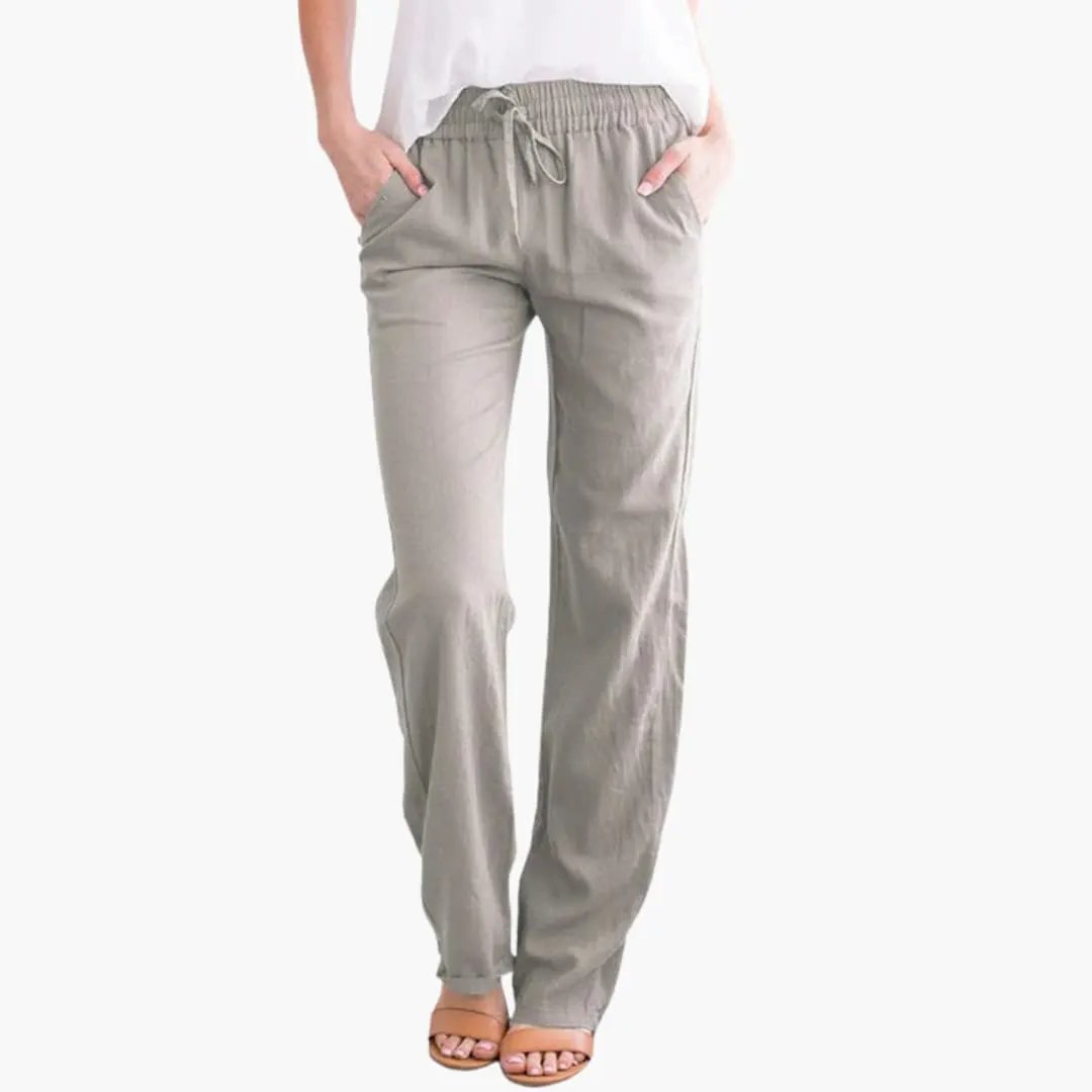 Women’s Wide-Leg Pants with Elastic Waist and Pockets
