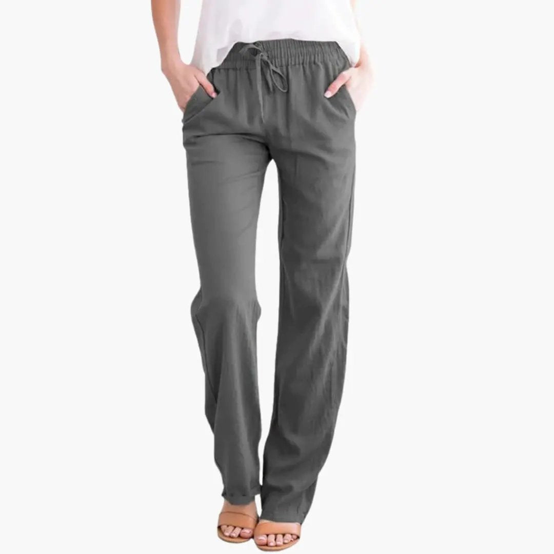 Women’s Wide-Leg Pants with Elastic Waist and Pockets
