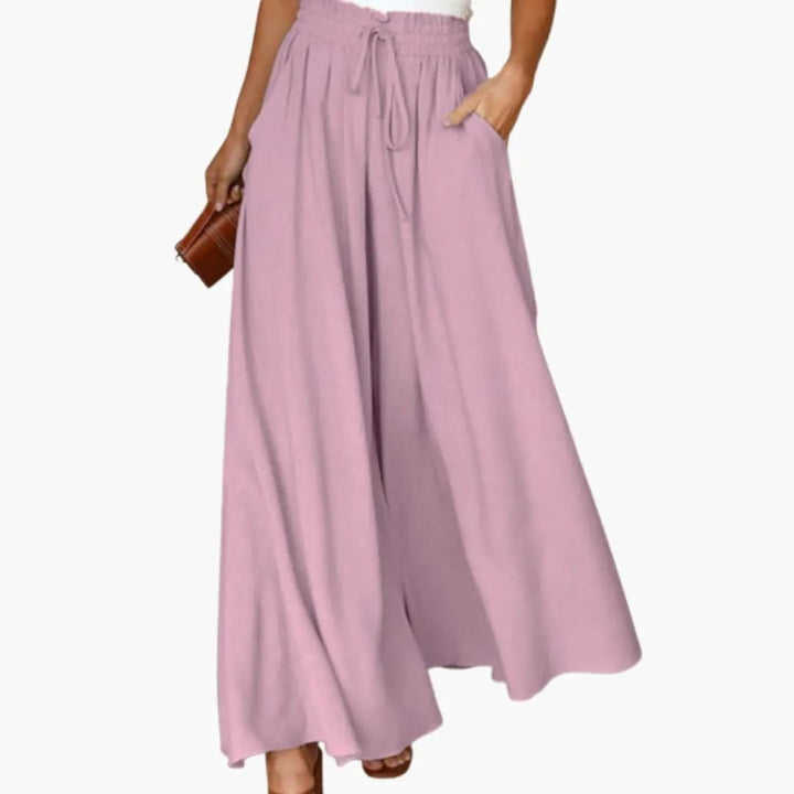 Women’s Wide Leg Pants with Drawstring and Side Pockets