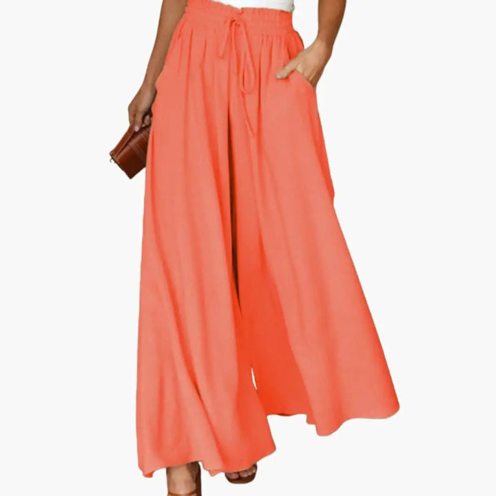 Women’s Wide Leg Pants with Drawstring and Side Pockets